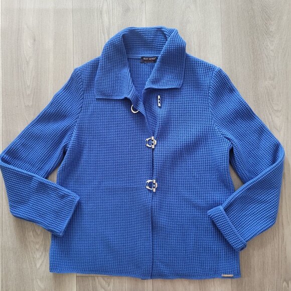 Saint James Blue Waffle Knit Jacket With Buckle Closures Size 6 - Picture 5 of 9